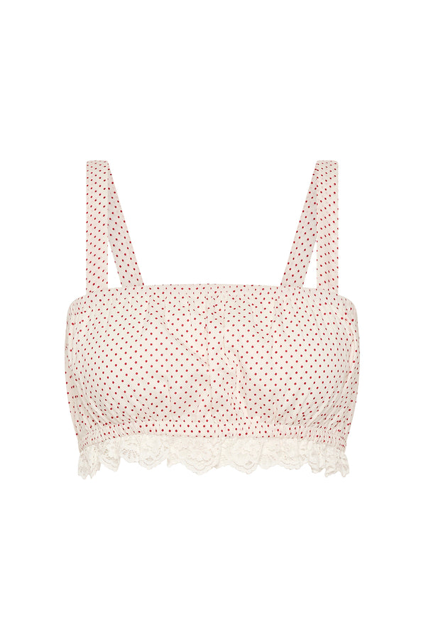 MARLOWE TOP - CREAM & RED POLKA DOT