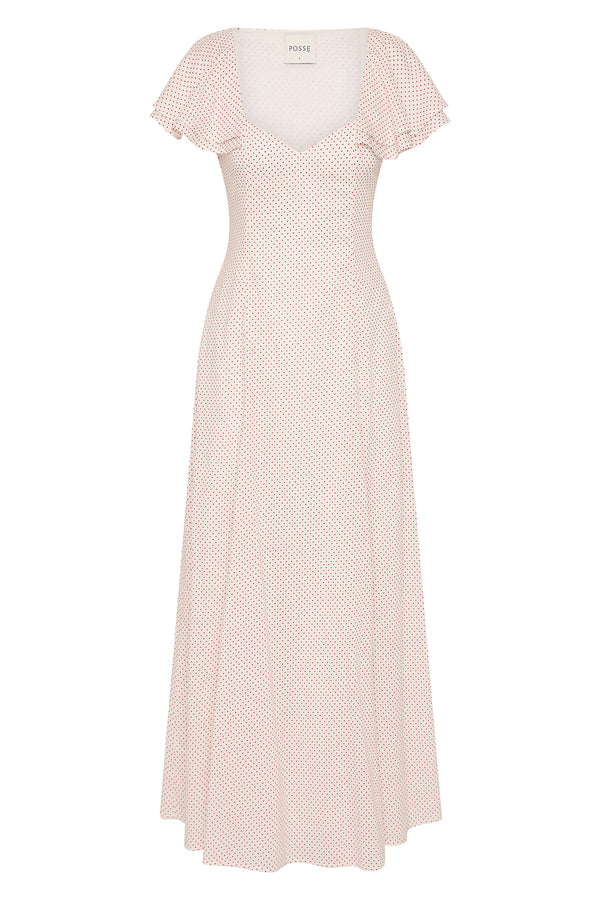 MARLOWE SUNDRESS - CREAM & RED POLKA DOT