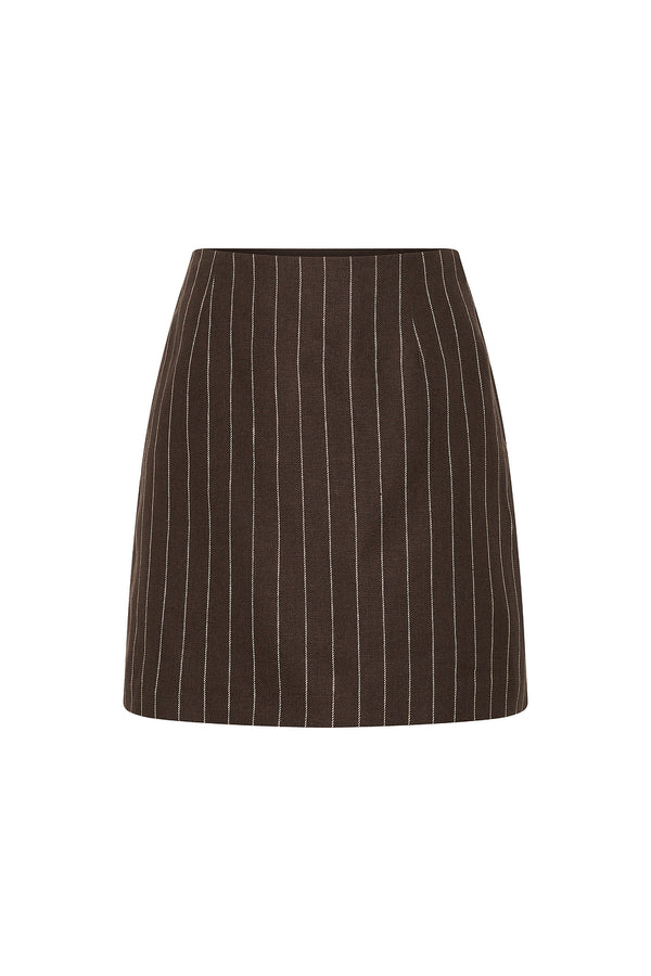 ALICE SKIRT - CHOCOLATE CREAM PINSTRIPE