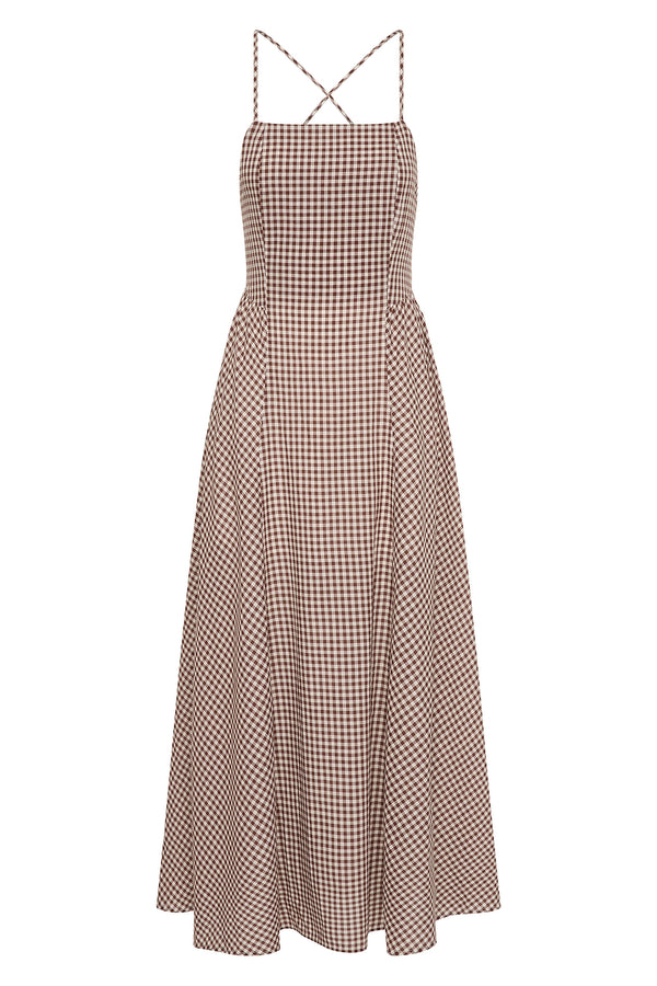 CALLIE DRESS - PETITE MOCHA GINGHAM