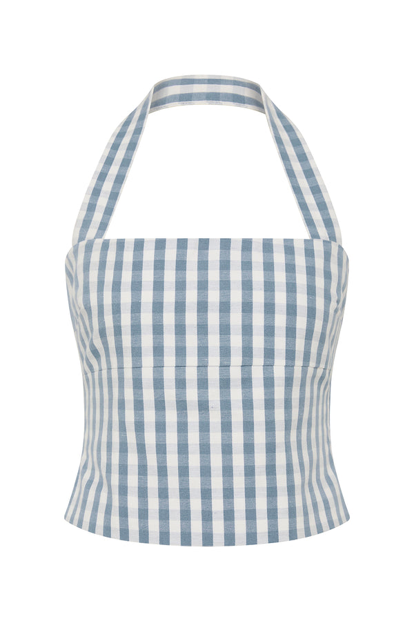 HEIDI TOP - BLUE GINGHAM