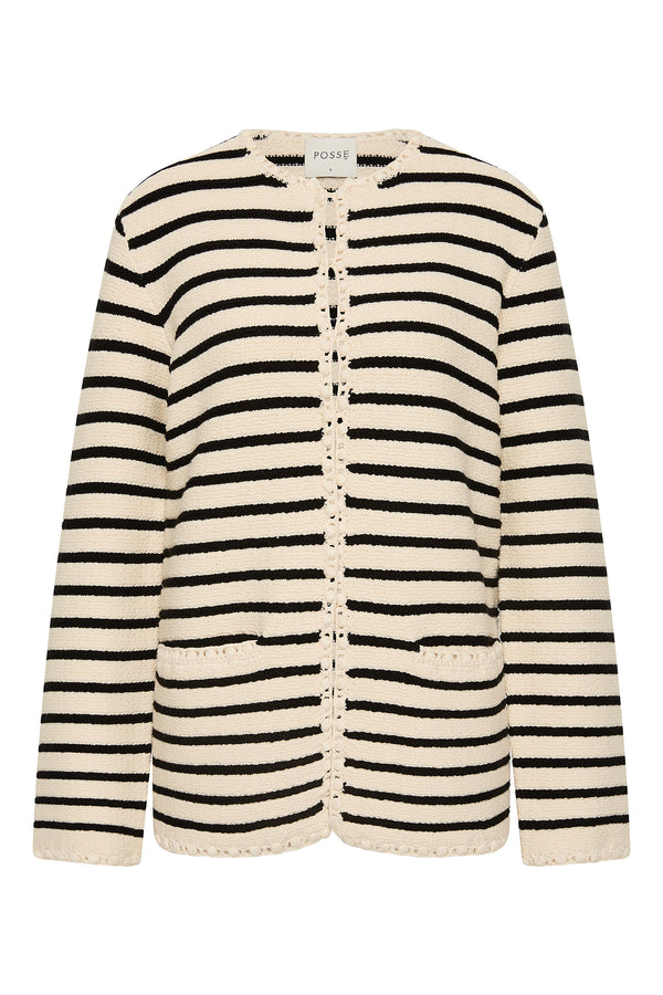 HENRY CARDIGAN - CREAM & BLACK