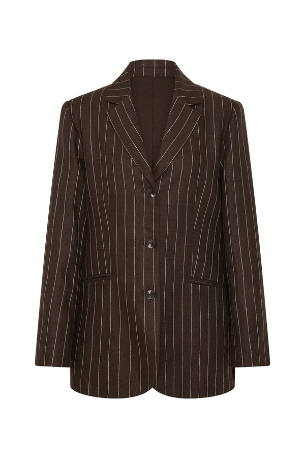 LEON BLAZER - CHOCOLATE CREAM PINSTRIPE