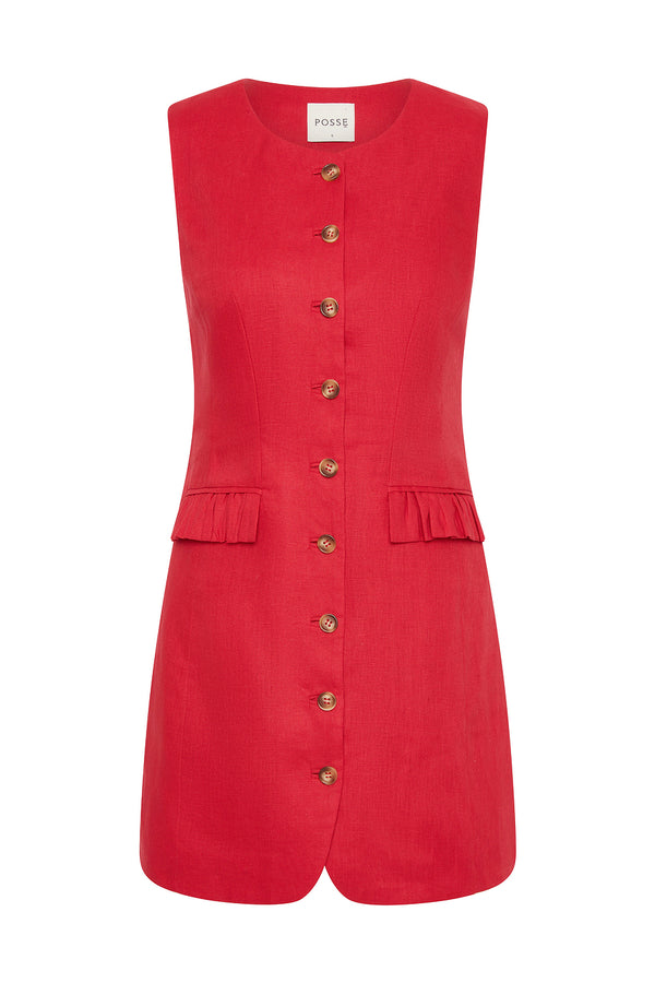 MATILDA BUTTON DOWN MINI - RED