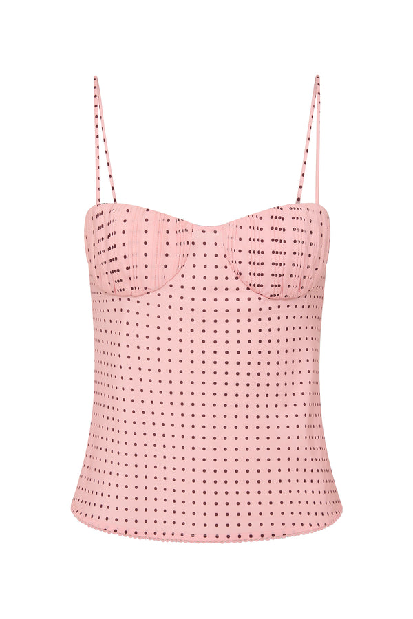 PEARL CAMI - BERRY CHOC POLKA DOT