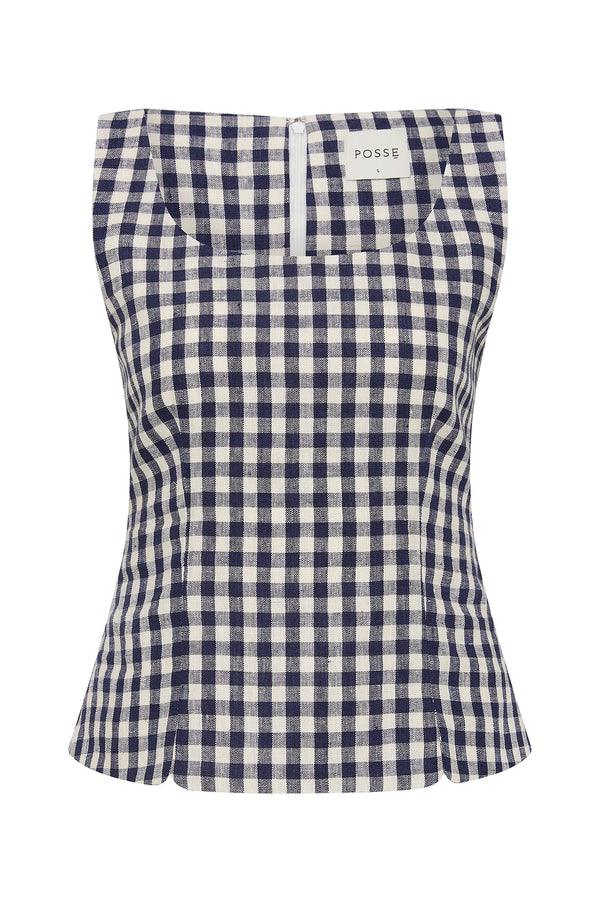 SADIE TOP - NAVY GINGHAM