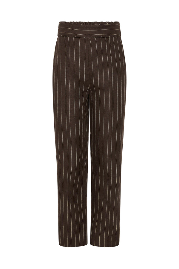 THEA TROUSER - CHOCOLATE CREAM PINSTRIPE
