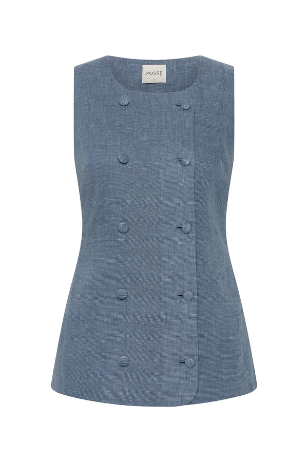 THEA VEST - STEEL BLUE