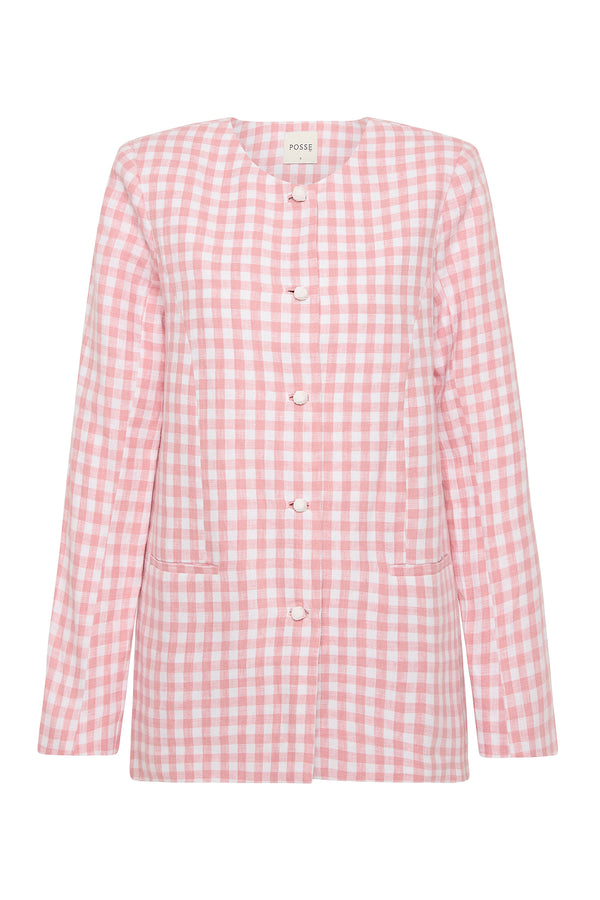 RIO SHIFT JACKET - PINK GINGHAM