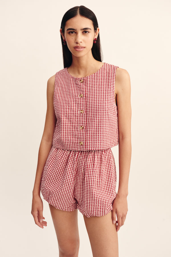 RIO TOP - RED GINGHAM