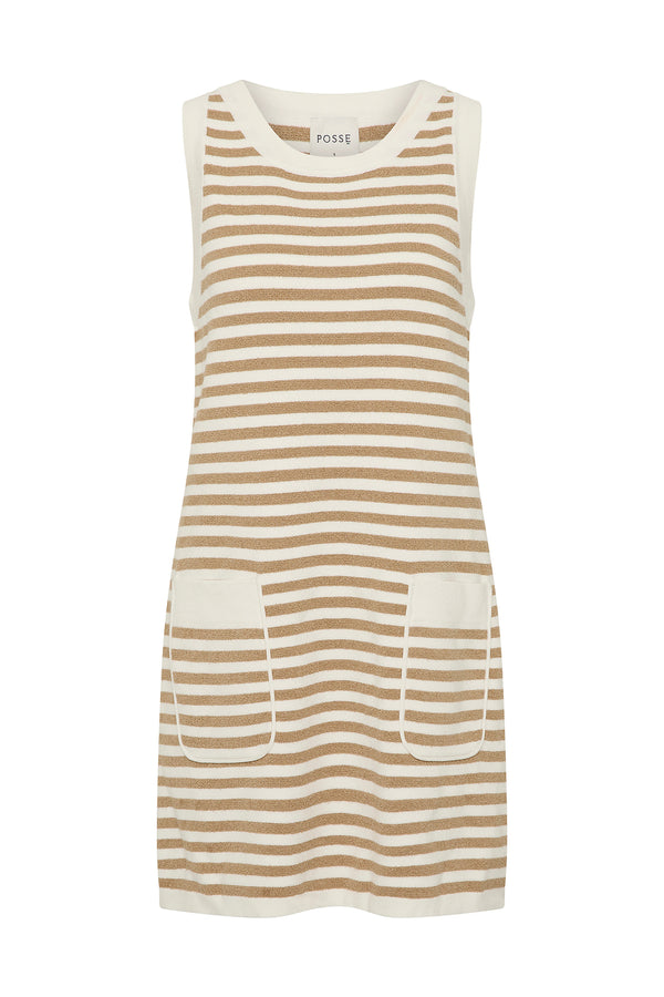 ARI MINI DRESS - TAN STRIPE