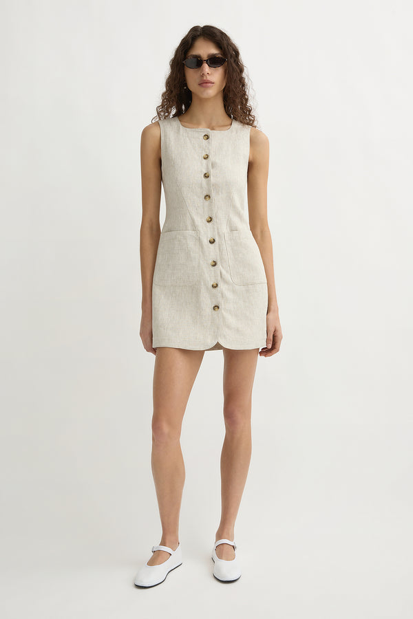 EMMA BUTTON DOWN DRESS - NATURAL
