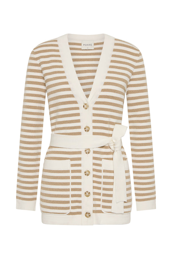 ARI CARDIGAN - TAN STRIPE
