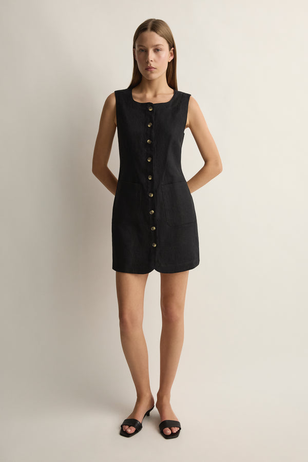 Posse Emma Button Down Dress in Black Size XS