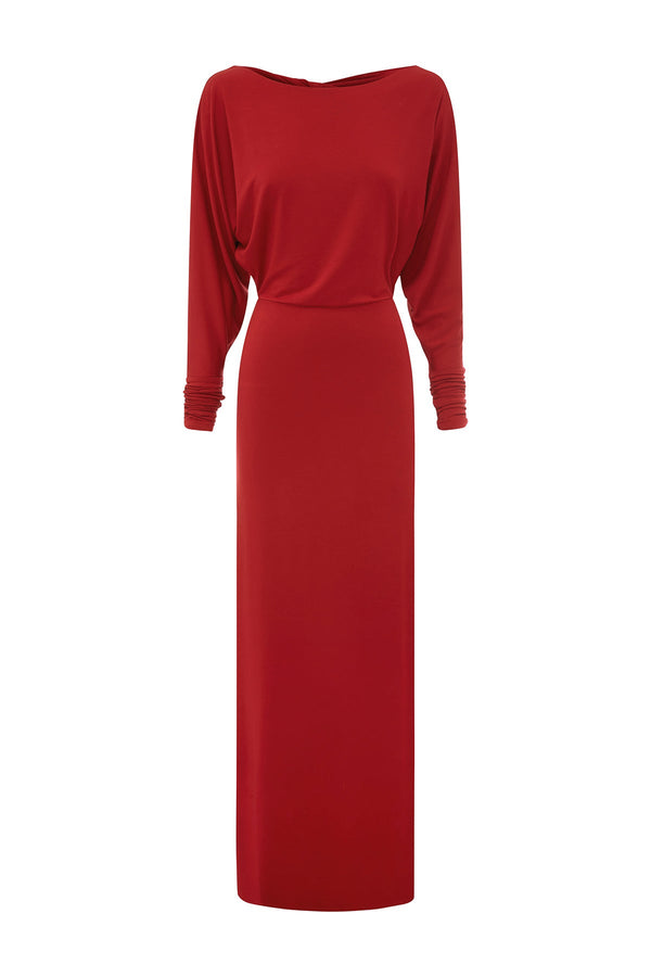 SIENNA L/S DRESS - CRIMSON