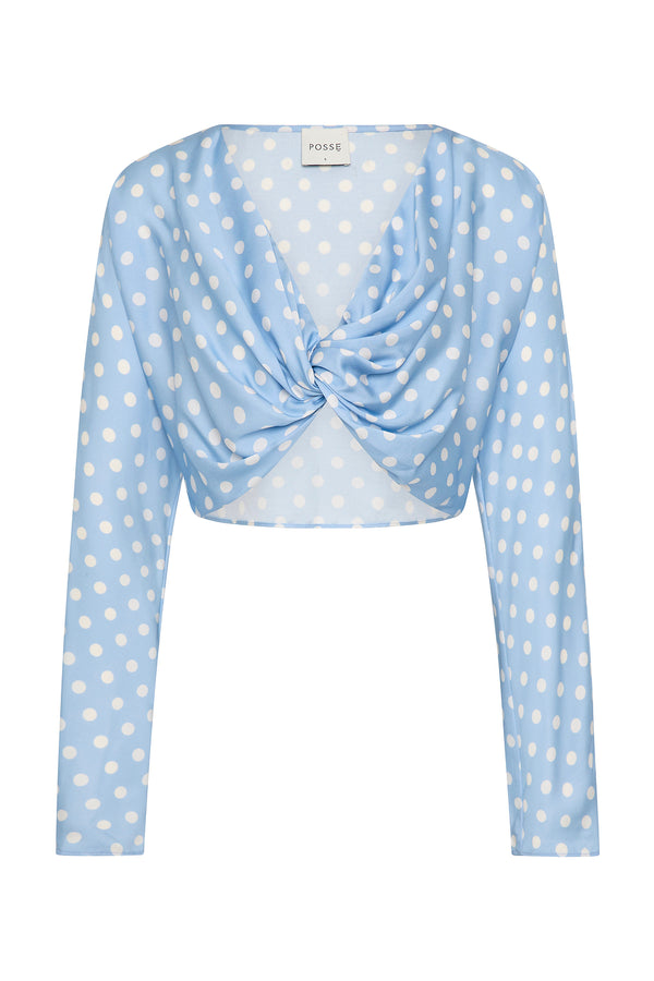 TILLIE TOP - BLUE POLKA DOT